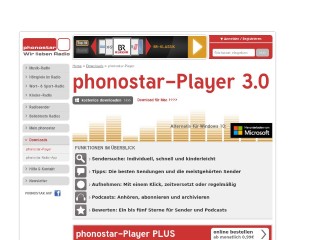 Screenshot sito: Phonostar Player
