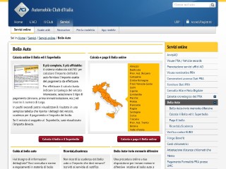 Screenshot sito: Calcolo Bollo Auto