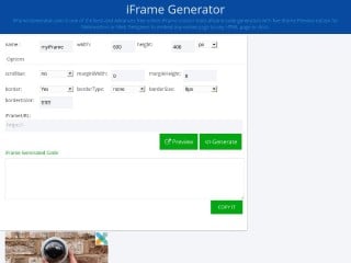 Screenshot sito: Iframe generator