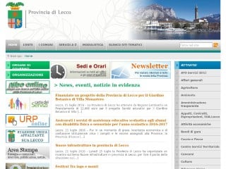 Screenshot sito: Provincia di Lecco 