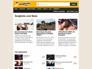 Screenshot sito: Songtexte