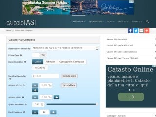 Screenshot sito: Calcolo TASI