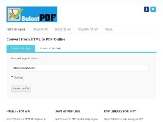 Screenshot sito: SelectPDF