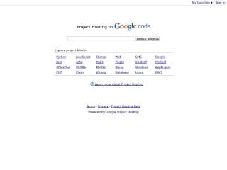 Screenshot sito: Google Project Hosting