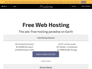 Screenshot sito: Free Hostia