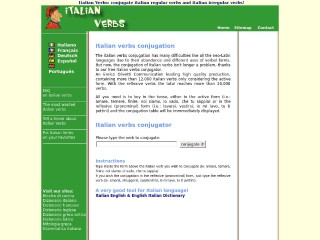 Screenshot sito: Italian Verbs