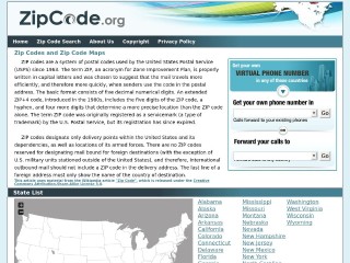 Screenshot sito: Zipcode.org