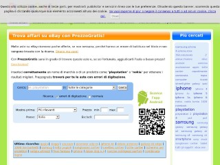 Screenshot sito: Prezzogratis.it