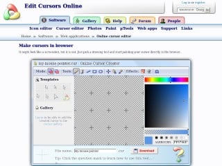 Screenshot sito: Online Cursor Editor
