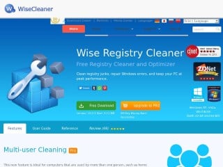 Screenshot sito: Wise Registry Cleaner