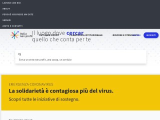Screenshot sito: Italia non profit