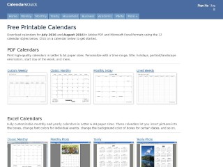 Screenshot sito: Calendarsquick