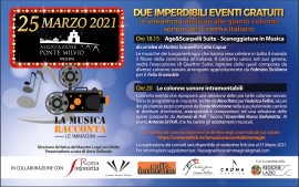 Due imperdibili eventi gratuiti in streaming il prossimo 25 Marzo dedicati alle grandi colonne sonore del cinema Italiano