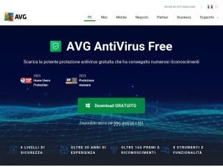 Screenshot sito: AVG AntiVirus Free
