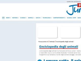 Screenshot sito: Enciclopedia degli Animali