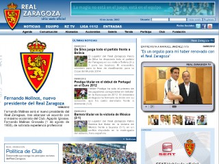 Screenshot sito: Real Zaragoza