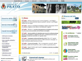 Screenshot sito: Comune di Prato