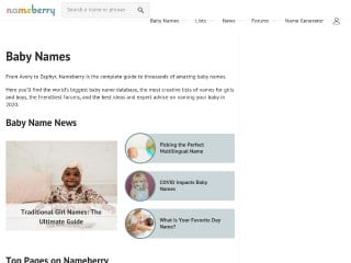 Screenshot sito: Nameberry