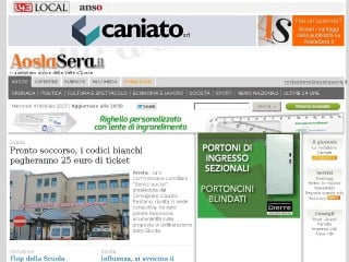 Screenshot sito: AostaSera.it