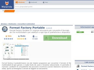 Screenshot sito: Format Factory Portable