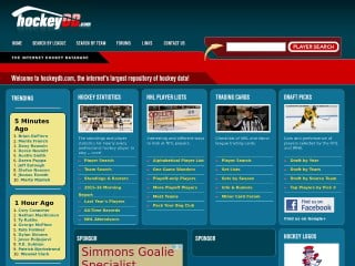 Screenshot sito: HockeyDB.com