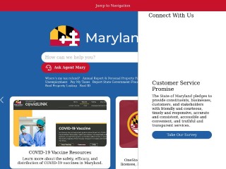 Screenshot sito: Maryland.gov
