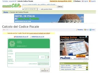 Screenshot sito: Calcolo del Codice Fiscale