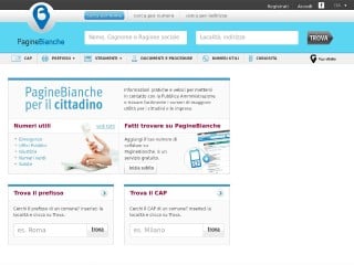 Screenshot sito: Pagine Bianche