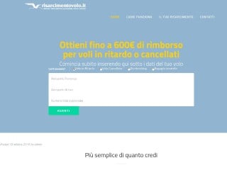 Screenshot sito: RisarcimentoVolo.it