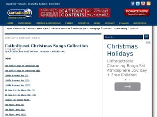 Screenshot sito: Catholic.net Christmas Songs Collection