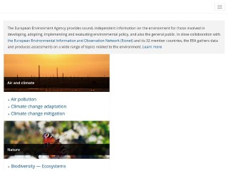 Screenshot sito: Agenzia Europea dell'Ambiente