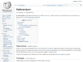 Screenshot sito: Referendum Wikipedia