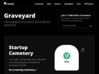 Screenshot sito: Failory Graveyard