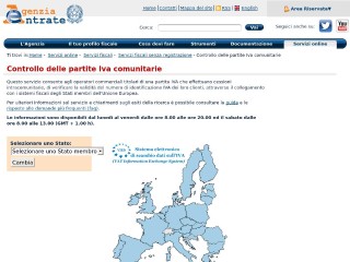 Screenshot sito: Partite IVA comunitarie
