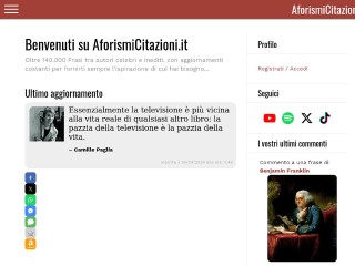 Screenshot sito: Aforismicitazioni.it