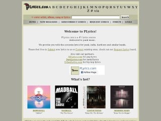 Screenshot sito: Plyrics