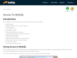 Screenshot sito: Access To MySQL