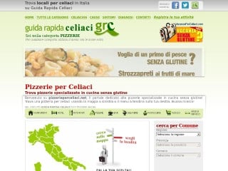Screenshot sito: Pizzerie per Celiaci