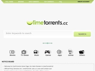 Screenshot sito: Limetorrents