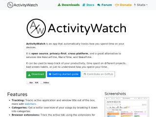 Screenshot sito: ActivityWatch