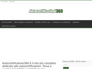 Screenshot sito: Autocertificazioni360