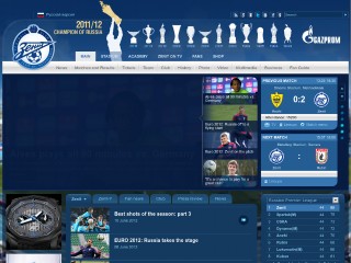 Screenshot sito: Zenit S. Pietroburgo