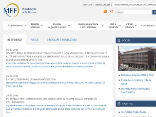 Screenshot sito: Ministero delle Finanze