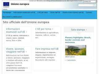 Screenshot sito: Europa