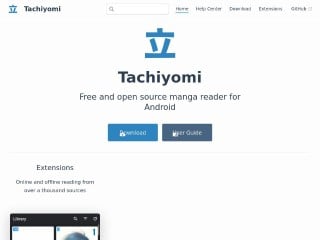 Screenshot sito: Tachiyomi