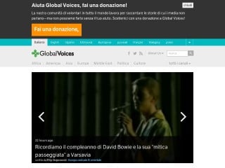 Screenshot sito: Global Voices