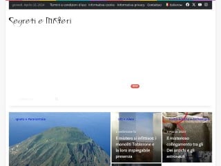 Screenshot sito: Segreti e Misteri
