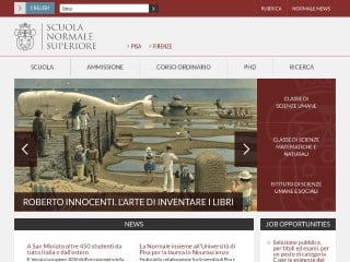 Screenshot sito: Scuola Normale Superiore di Pisa