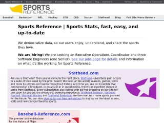 Screenshot sito: Sports Reference