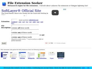 Screenshot sito: File Extension Seeker